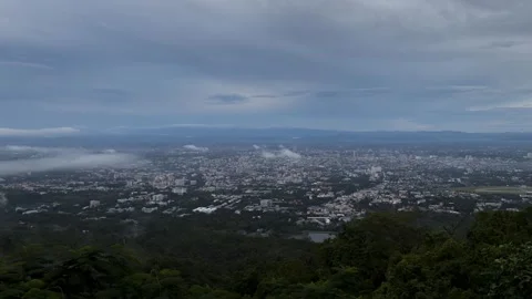 Time-lapse of the mist drifted over the city in the evening. Stock Footage 244538750