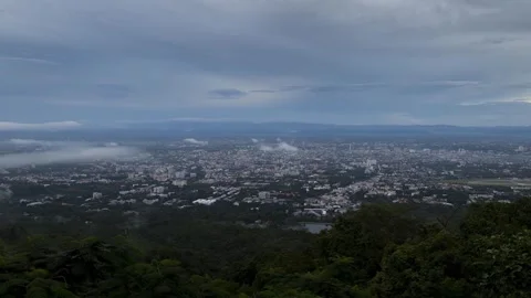 Time-lapse of the mist drifted over the city in the evening. Stock Footage 247399358