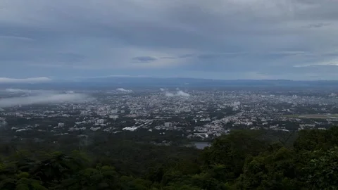 Time-lapse of the mist drifted over the city in the evening. Stock Footage 254343046
