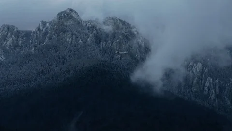 Time lapse with mist over blue light mountains Stock Footage 85700989