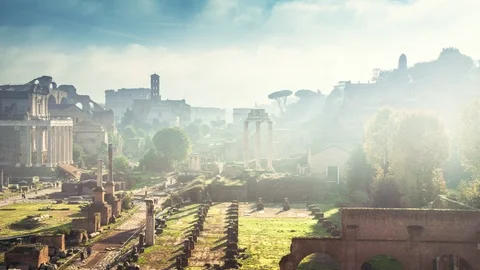 Time lapse of mist, Roman Forum in Rome, Italy Stock Footage 108798522