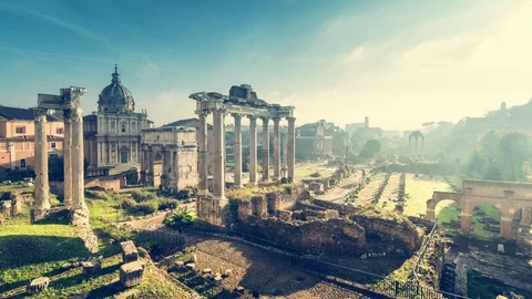 Time lapse of mist, Roman Forum in Rome, Italy Stock Footage 109186997