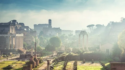 Time lapse of mist, Roman Forum in Rome, Italy 스톡 동영상 109187228