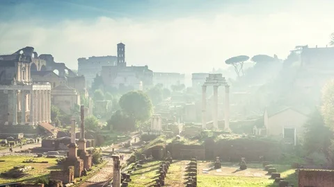 Time lapse of mist, Roman Forum in Rome, Italy Stock Footage 117937547