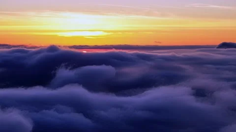 Time lapse of misty nature in magic morning sunrise with foggy clouds motion Stock-Footage 268602395