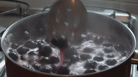 Time Lapse. Mixing and kneading. Cooking Jabuticaba or jaboticaba jam. Stock Footage 128721044