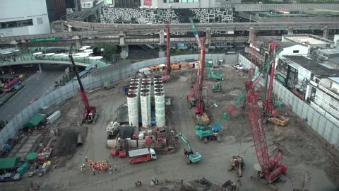 Time-lapse of a modern building construction site Stock Footage 301135719