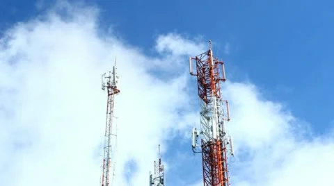 Time-lapse modern cell and antenna on blue sky Stock Footage 21626697
