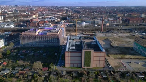 Time lapse of modern datacenter building in urban city. Wonderful aerial view Video stock 326039515