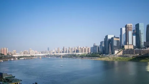 Time lapse of Modern metropolis skyline , Chongqing, China Stock Footage 79449363