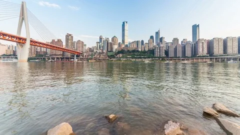 Time lapse of Modern metropolis skyline , Chongqing, China Stock Footage 79451509