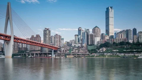 Time lapse of Modern metropolis skyline , Chongqing, China Видео 79453565