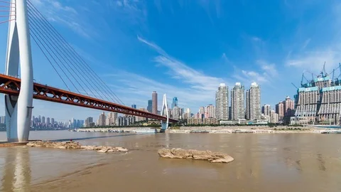 Time lapse of Modern metropolis skyline , Chongqing, China 스톡 동영상 79455257