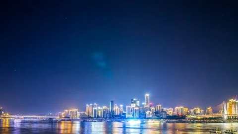 Time lapse of Modern metropolis skyline at night , Chongqing, China Video stock 79457227