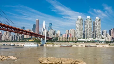 Time lapse of Modern metropolis skyline , Chongqing, China Stock Footage 79457978