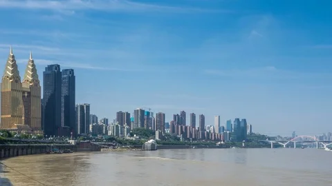 Time lapse of Modern metropolis skyline , Chongqing, China 스톡 동영상 79458219