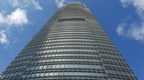 Time Lapse of Modern Office Building Skyscraper with Clouds Stock Footage 56136825