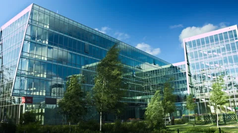Time lapse modern office building and clouds establishing shot Stock Footage 66433317