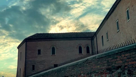 Time lapse of a monastery with clouds and sunset Stock Footage 240705075