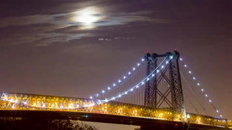 Time Lapse of the moon and The Williamsburg Bridge, NYC 動画素材 59065449