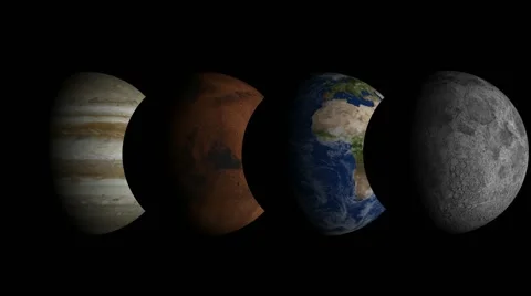 Time lapse - Moon, Earth, Mars and Jupiter 库存影片 56319626