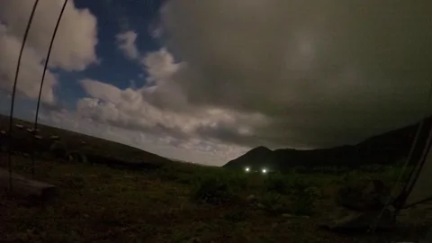 Time lapse of moon light with dramatic clouds movement in various shape fast spe Stock Footage 313438855