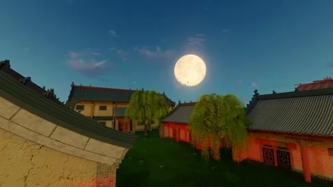 Time-lapse of moon rising in old house in rural China at night Vidéo 288076311