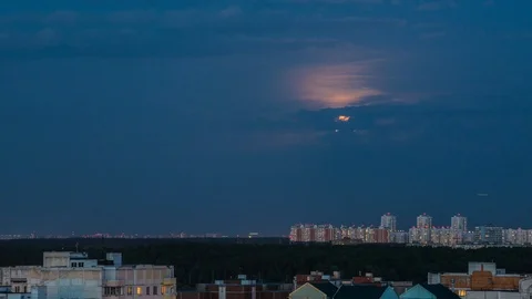 Time Lapse of Moon Rising over Moscow Stock Footage 90419567