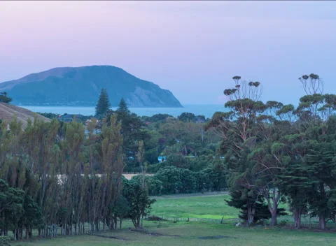 Time lapse of a moon rising over New Zealand Coastline Stock Footage 148241918
