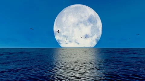 Time lapse of moon rising over sea level during Mid-Autumn Festival Stock Footage 253357886