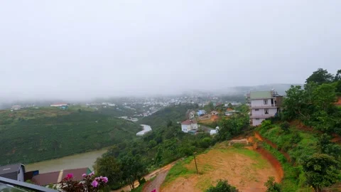 Time lapse in the morning the clouds move through the valley Stock Footage 158428574