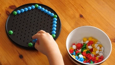 Time Lapse Of Mosaic Created With Children's Hand Vídeo Stock 112706035