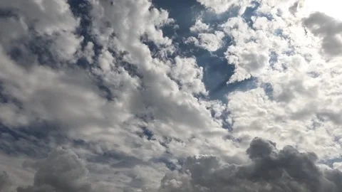 Time Lapse Motion Background - White Clouds Flying On Blue Sky with Sun Rays Stock Footage 247679430