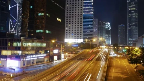 Time-lapse motion of Building in Hong Kong city to night, China Stock Footage 75637965