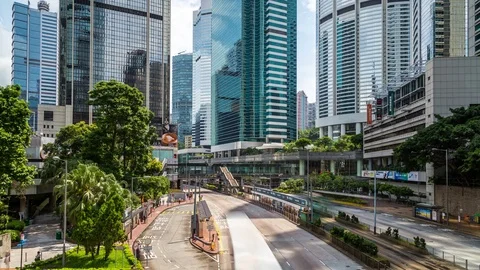 Time lapse motion of Hong Kong city and traffic of street Stock Footage 81193485