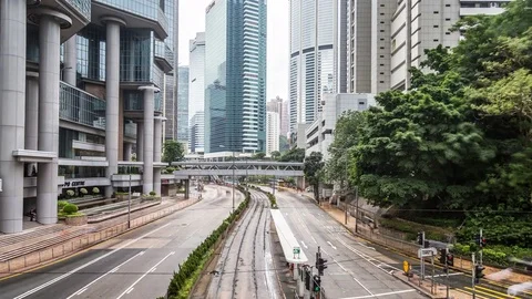 Time lapse motion of Hong Kong city and traffic of street Stock Footage 81193583