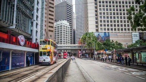 Time lapse motion of Hong Kong city and traffic of street 스톡 동영상 81193911