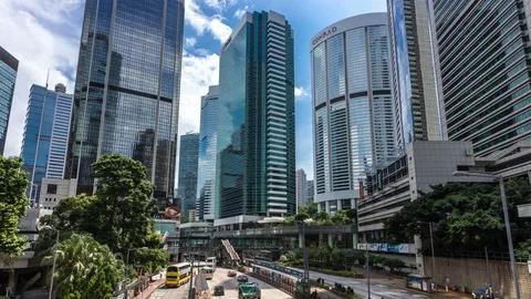 Time lapse motion of Hong Kong city and traffic of street Stock Footage 81195487