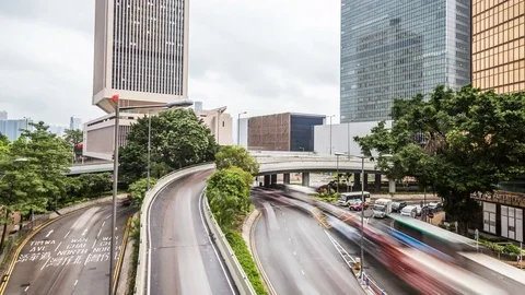 Time lapse motion of Hong Kong city and traffic of street Stock Footage 81196335