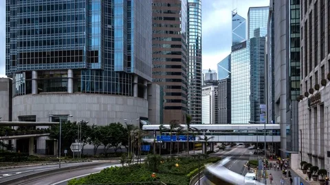 Time lapse motion of Hong Kong city and traffic of street Stock Footage 81259348