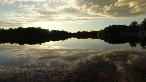 Time lapse motion lapse at a lake during sunset Stock Footage 146238405