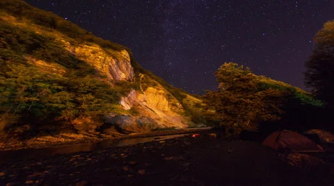 Time lapse in motion starry sky in the mountains Stock Footage 66379888