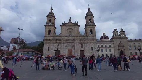 Time lapse of motionlaps walking through the Cathedral in Bolivar Square in B Stock Footage 168274483
