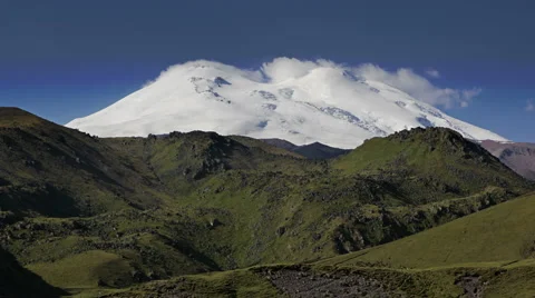 Time Lapse of Mount Elbrus. Highest mountain in Russia and in Europe. Video stock 67609775