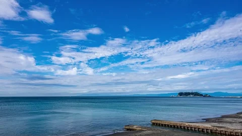 Time-lapse of Mount Fuji on Enoshima, Kamakura, Japan Video stock 295661723