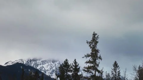 Time lapse of mount Giewont covered with mist and snow. fog over mountains Stock Footage 155163345