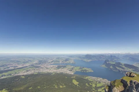 Time-lapse, Mount Pilatus Overlooking Mount Rigi and Lake Lucerne Stock Footage 68333162