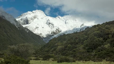 Time-lapse of Mount Sefton in Aorangi/Mount Cook NP, New Zealand. Stock Footage 145828982