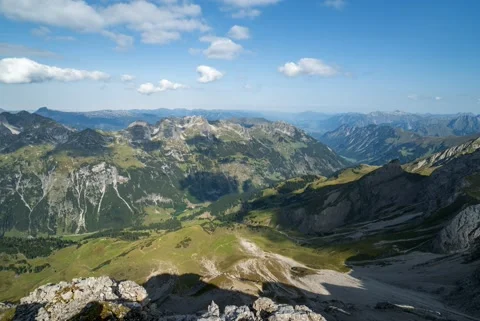 Time lapse from mountain Biberkopf to oberstdorf Stock Footage 140643892