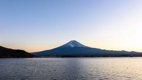 Time lapse-Mountain Fuji and Kawaguchiko lake in evening time Stock Footage 82803795